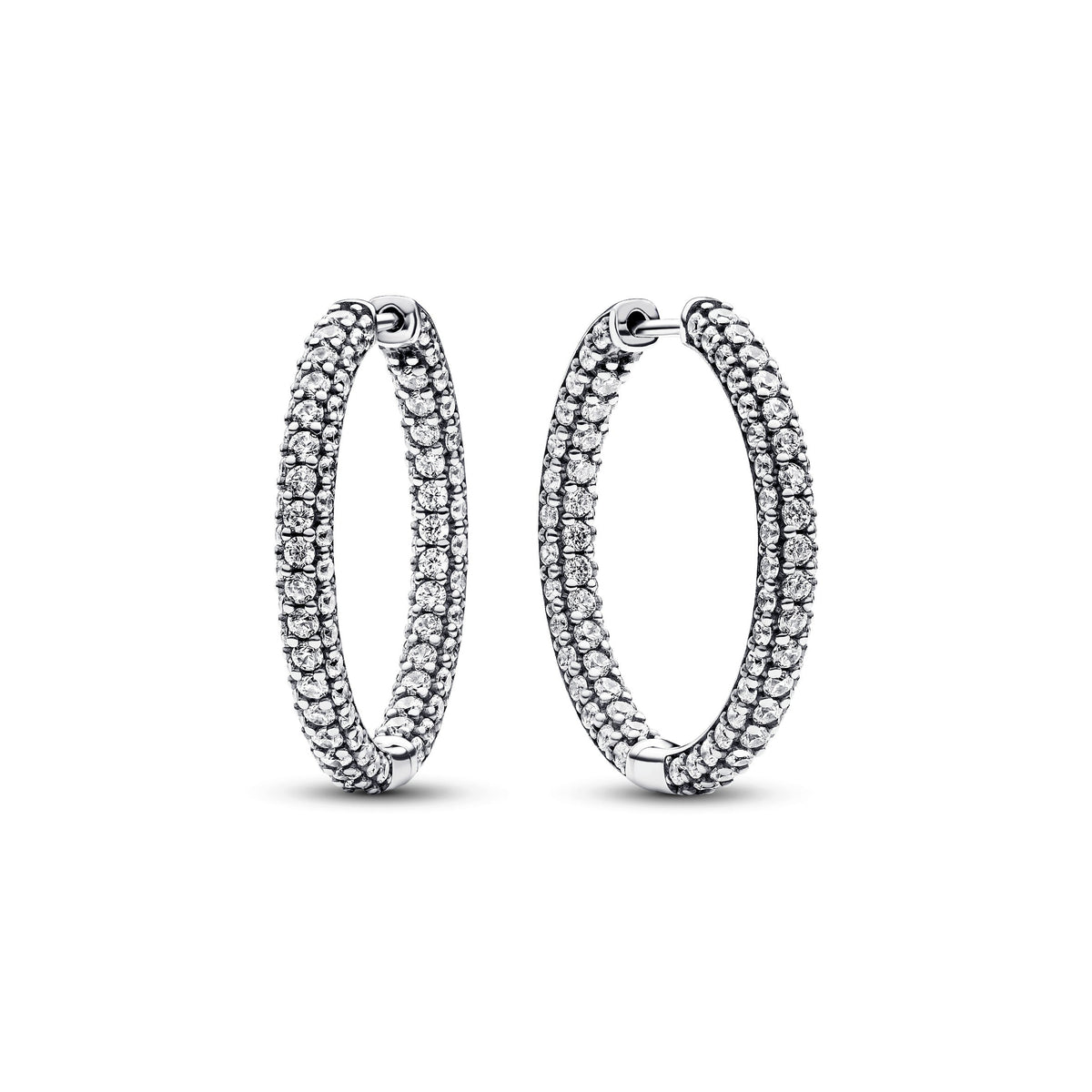 Hoop Earrings – Sterling Silver – Pandora Timeless Pavé Single-row