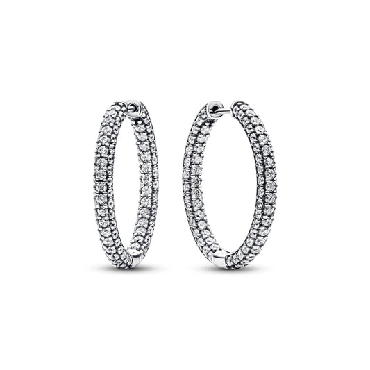 Hoop Earrings – Sterling Silver – Pandora Timeless Pavé Single-row