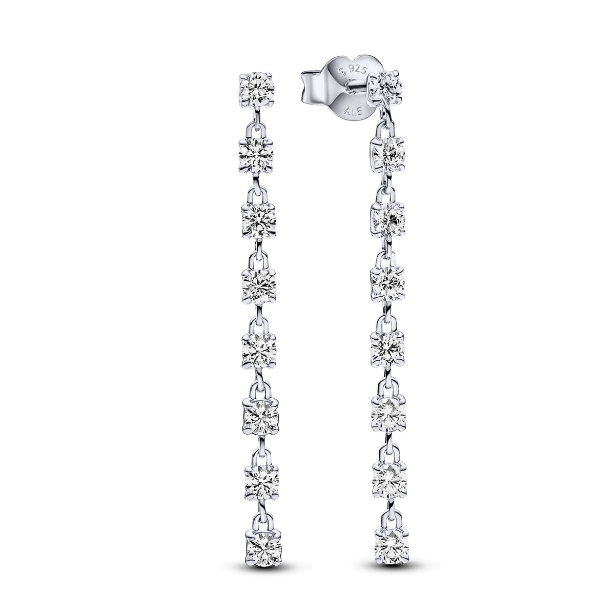 Drop Earrings – Sterling Silver – Sparkling Eight Stones