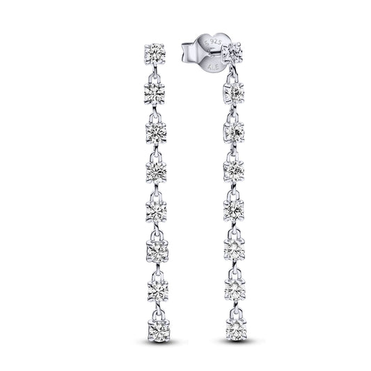 Drop Earrings – Sterling Silver – Sparkling Eight Stones