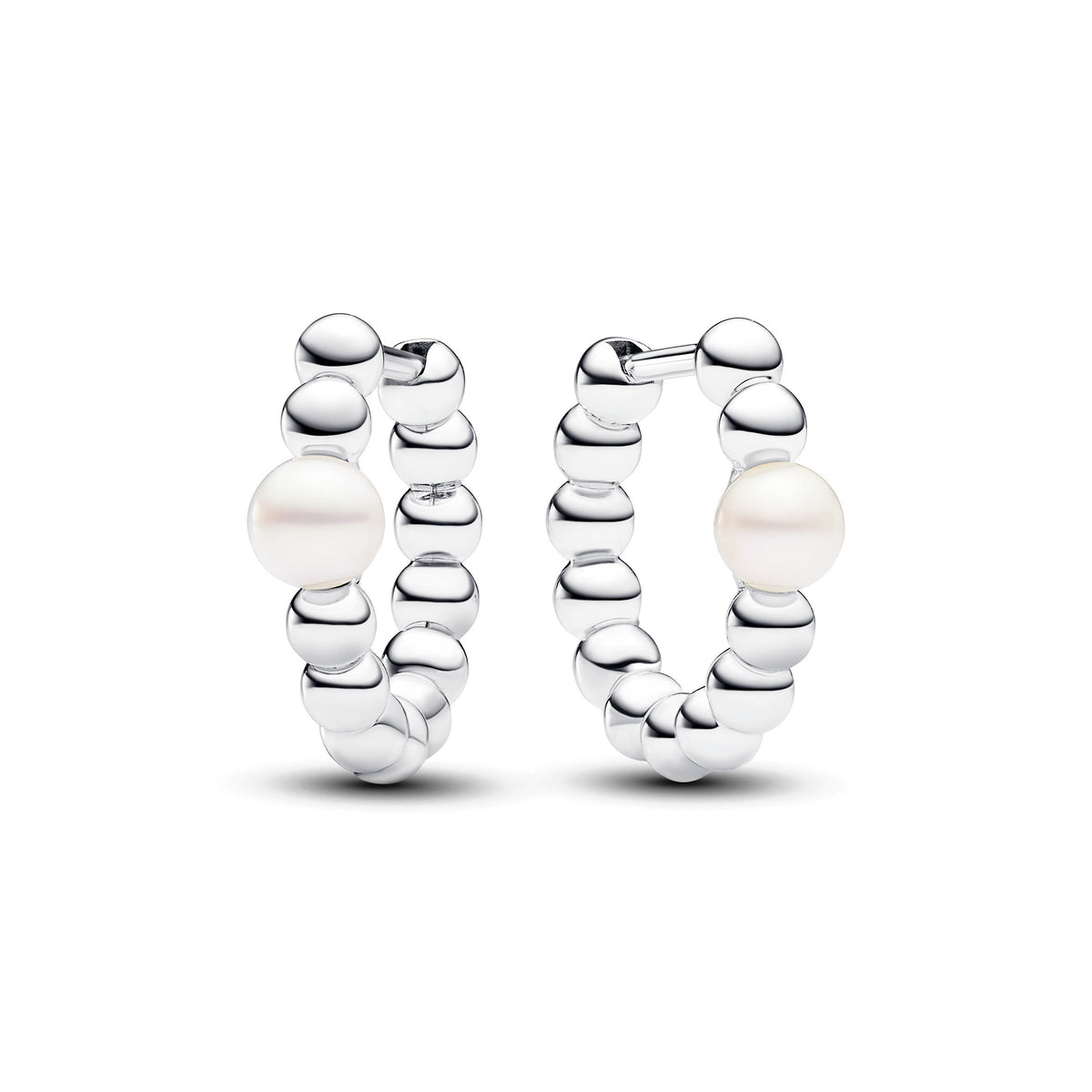 Hoop Earrings – Sterling Silver – Treated Freshwater Cultured Pearl & Beads