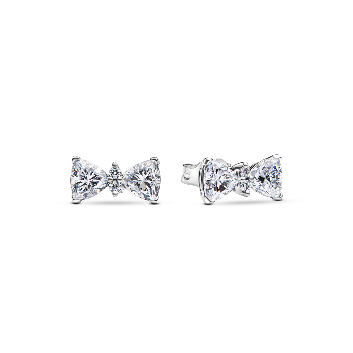 Stud Earrings – Sterling Silver – Sparkling Bow