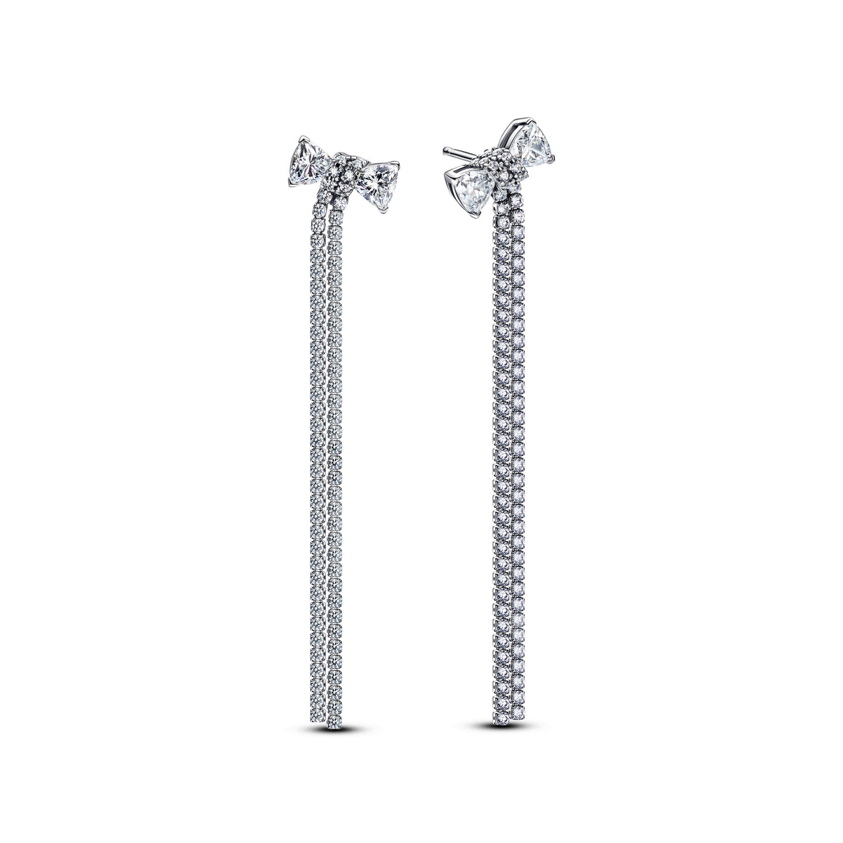 Drop Earrings – Sterling Silver – Pavé Bow