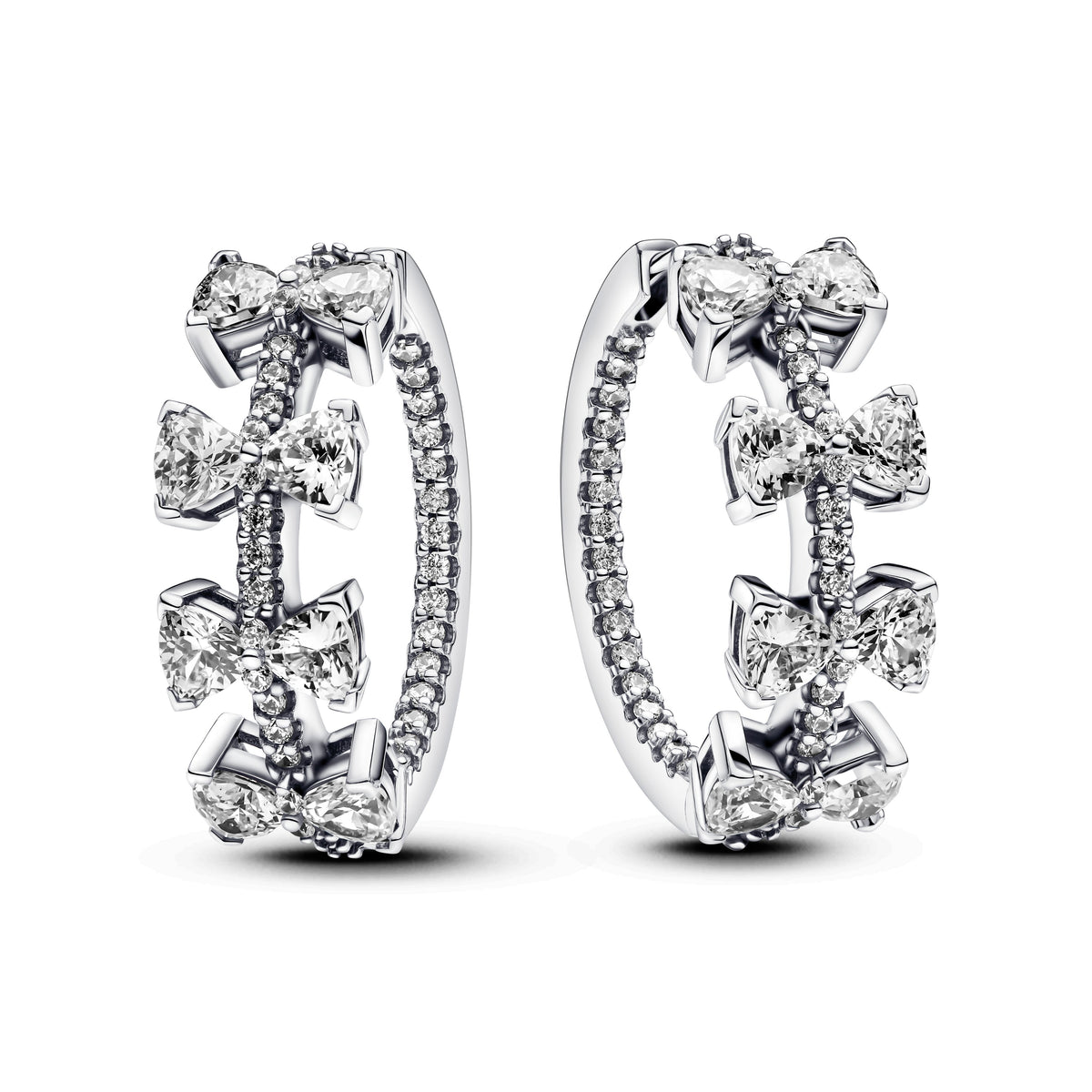 Hoop Earrings – Sterling Silver – Sparkling Bow Row