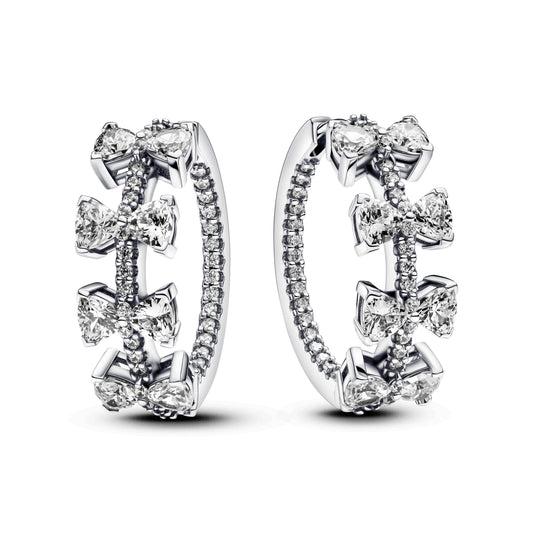 Hoop Earrings – Sterling Silver – Sparkling Bow Row
