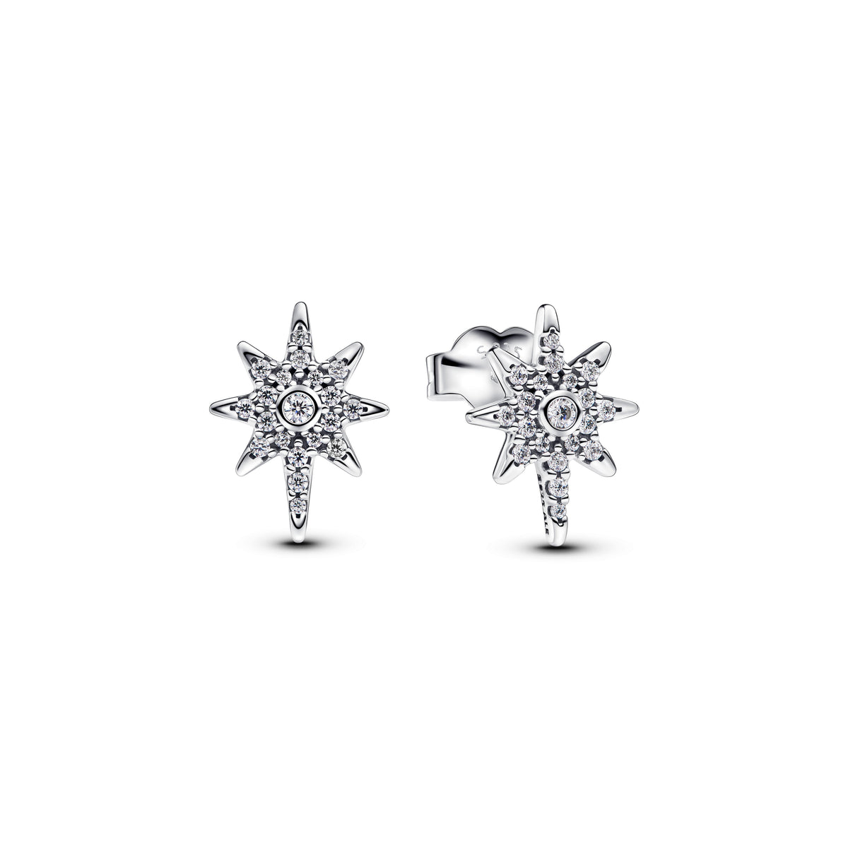 Stud Earrings – Sterling Silver – Sparkling North Star