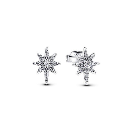 Stud Earrings – Sterling Silver – Sparkling North Star