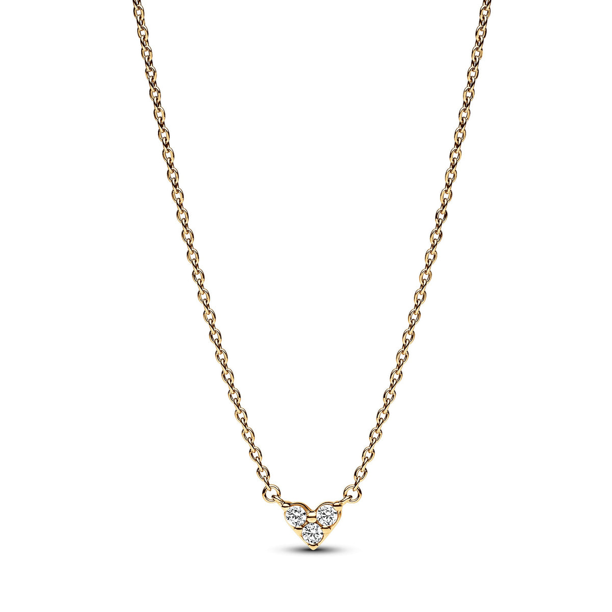 Necklace – 14k Gold-Plated – Triple Stone Heart Collier