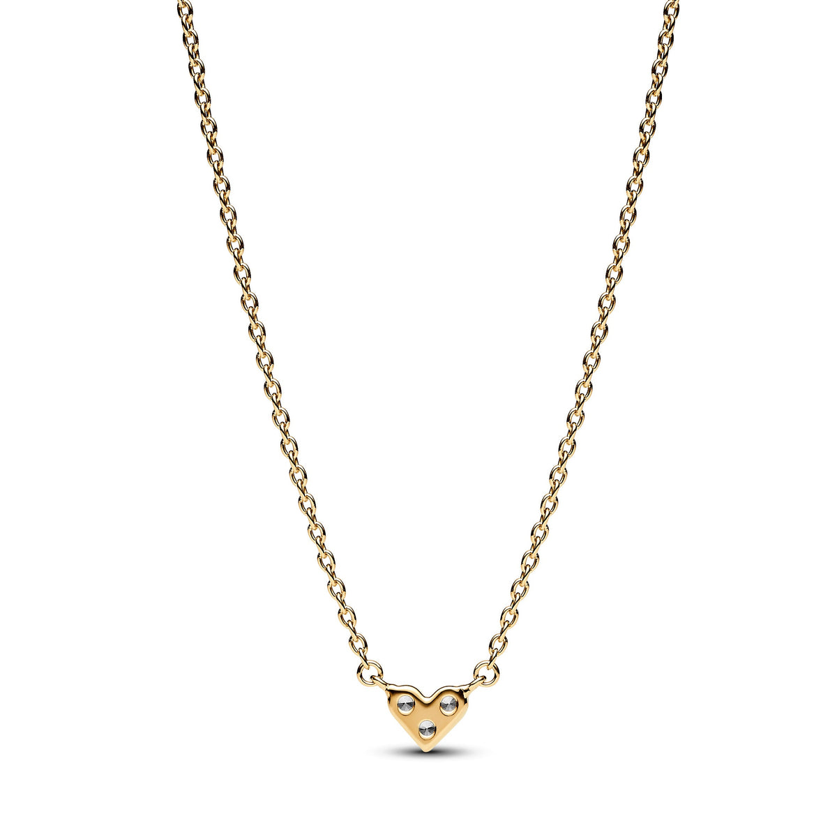 Necklace – 14k Gold-Plated – Triple Stone Heart Collier