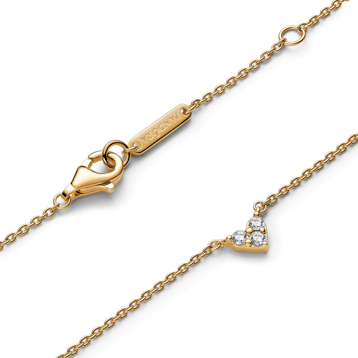 Necklace – 14k Gold-Plated – Triple Stone Heart Collier