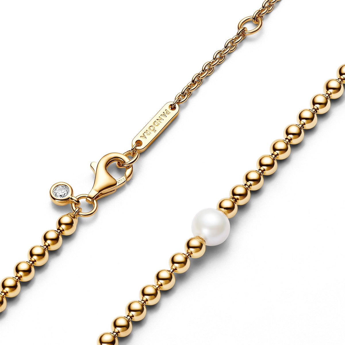 Necklace – 14k Gold-Plated – Treated Freshwater Cultured Pearl & Beads Collier