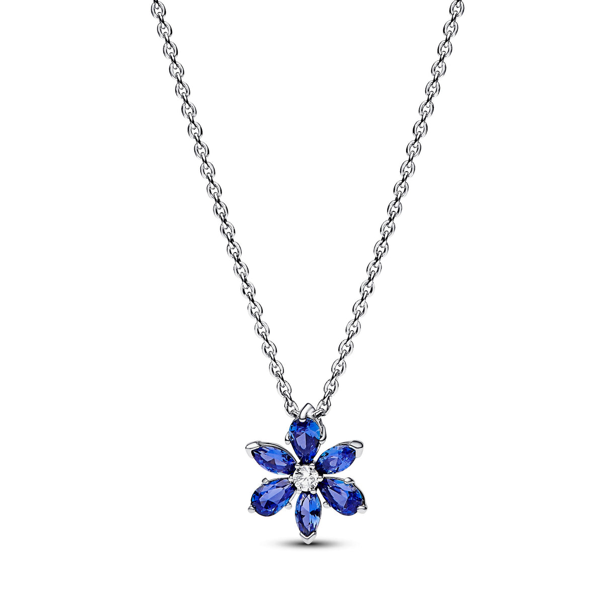 Pendant Necklace – Sterling Silver – Sparkling Blue Herbarium Cluster