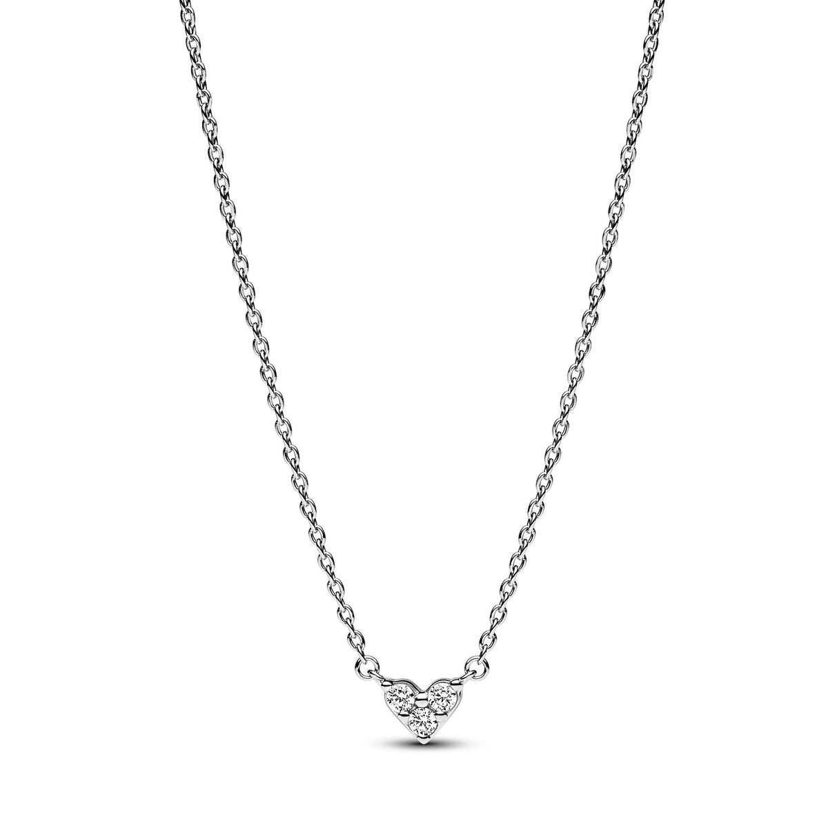 Necklace – Sterling Silver – Triple Stone Heart Collier