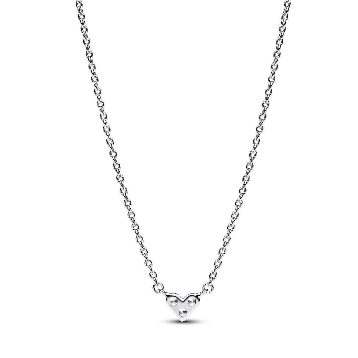 Necklace – Sterling Silver – Triple Stone Heart Collier