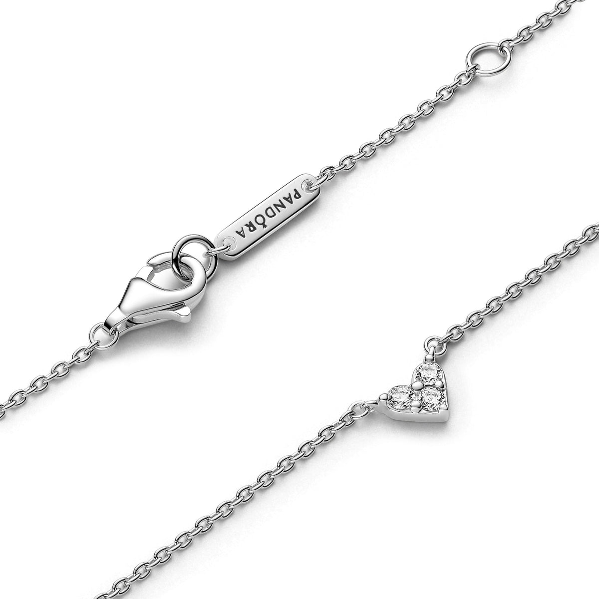 Necklace – Sterling Silver – Triple Stone Heart Collier