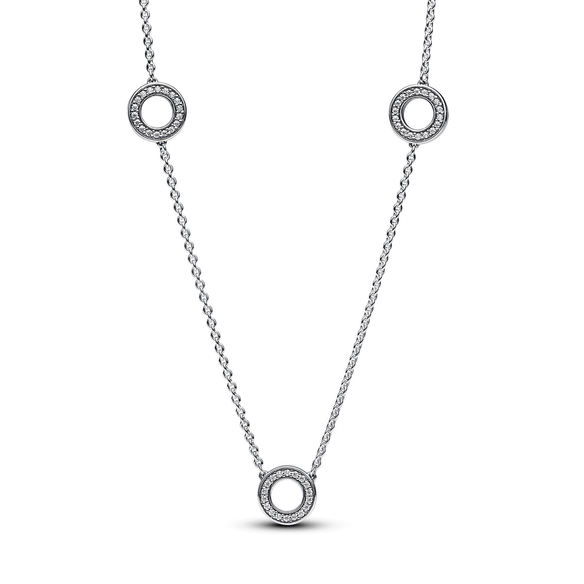 Chain Necklace – Sterling Silver – Pavé Circles
