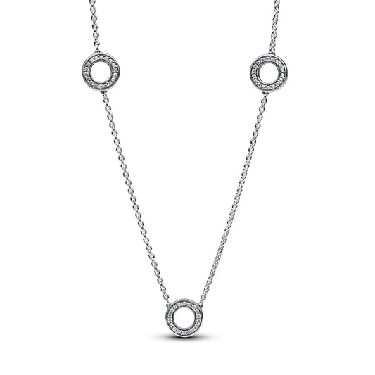 Chain Necklace – Sterling Silver – Pavé Circles