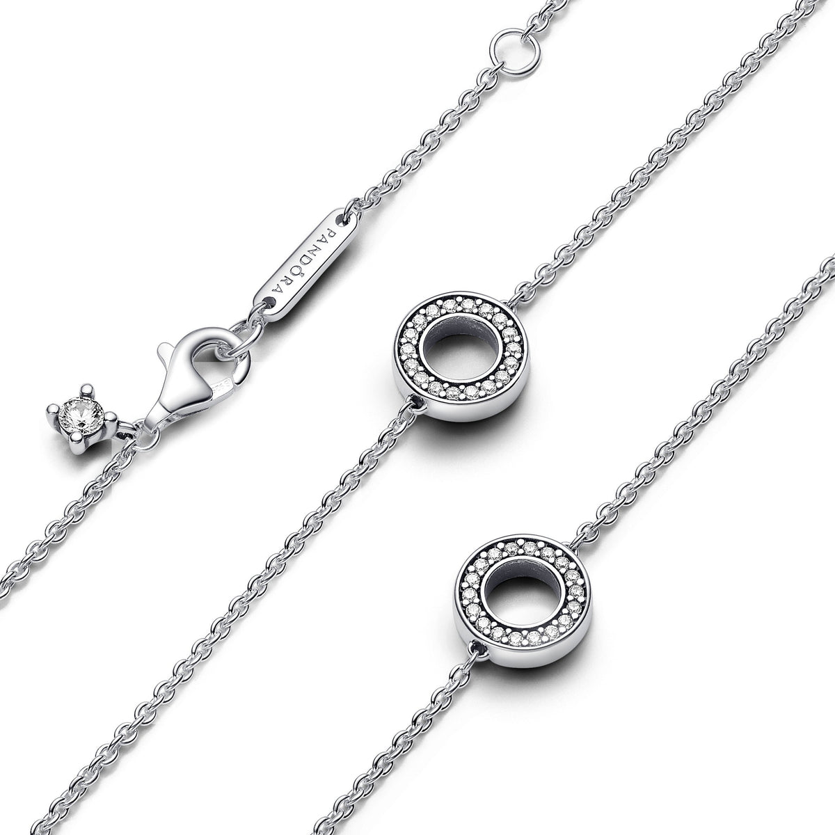 Chain Necklace – Sterling Silver – Pavé Circles