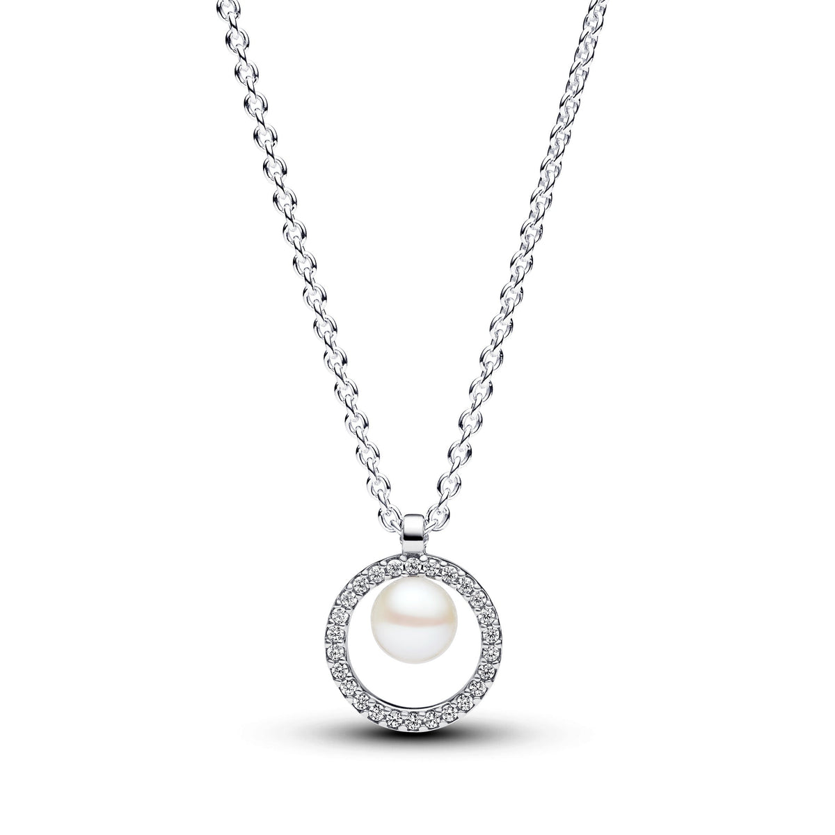 Necklace – Sterling Silver – Treated Freshwater Cultured Pearl & Pavé Collier