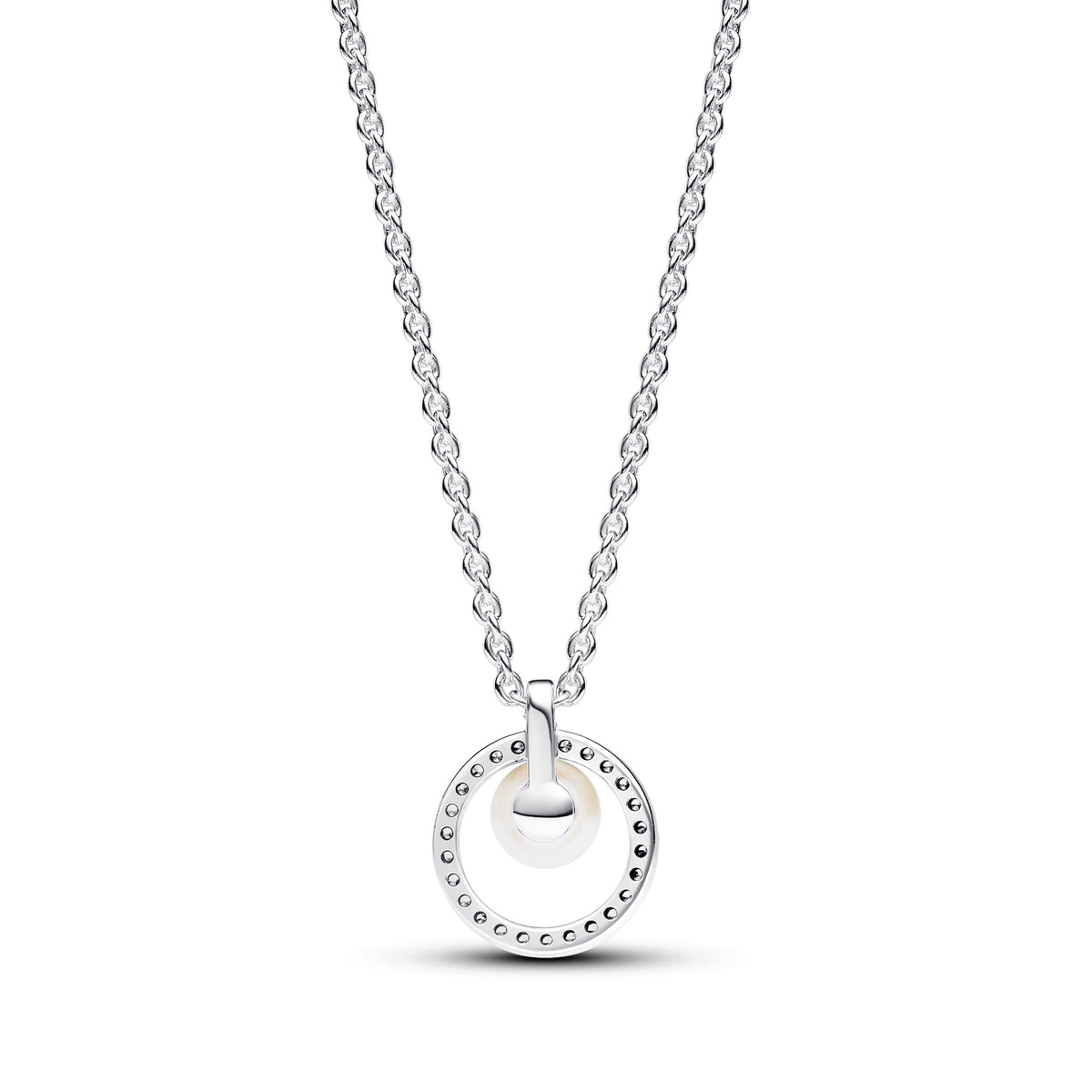Necklace – Sterling Silver – Treated Freshwater Cultured Pearl & Pavé Collier