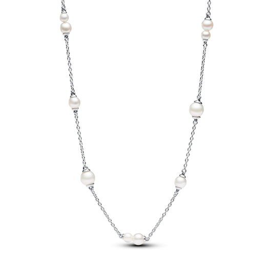 Chain Necklace – Sterling Silver – Treated Freshwater Cultured Pearl Station