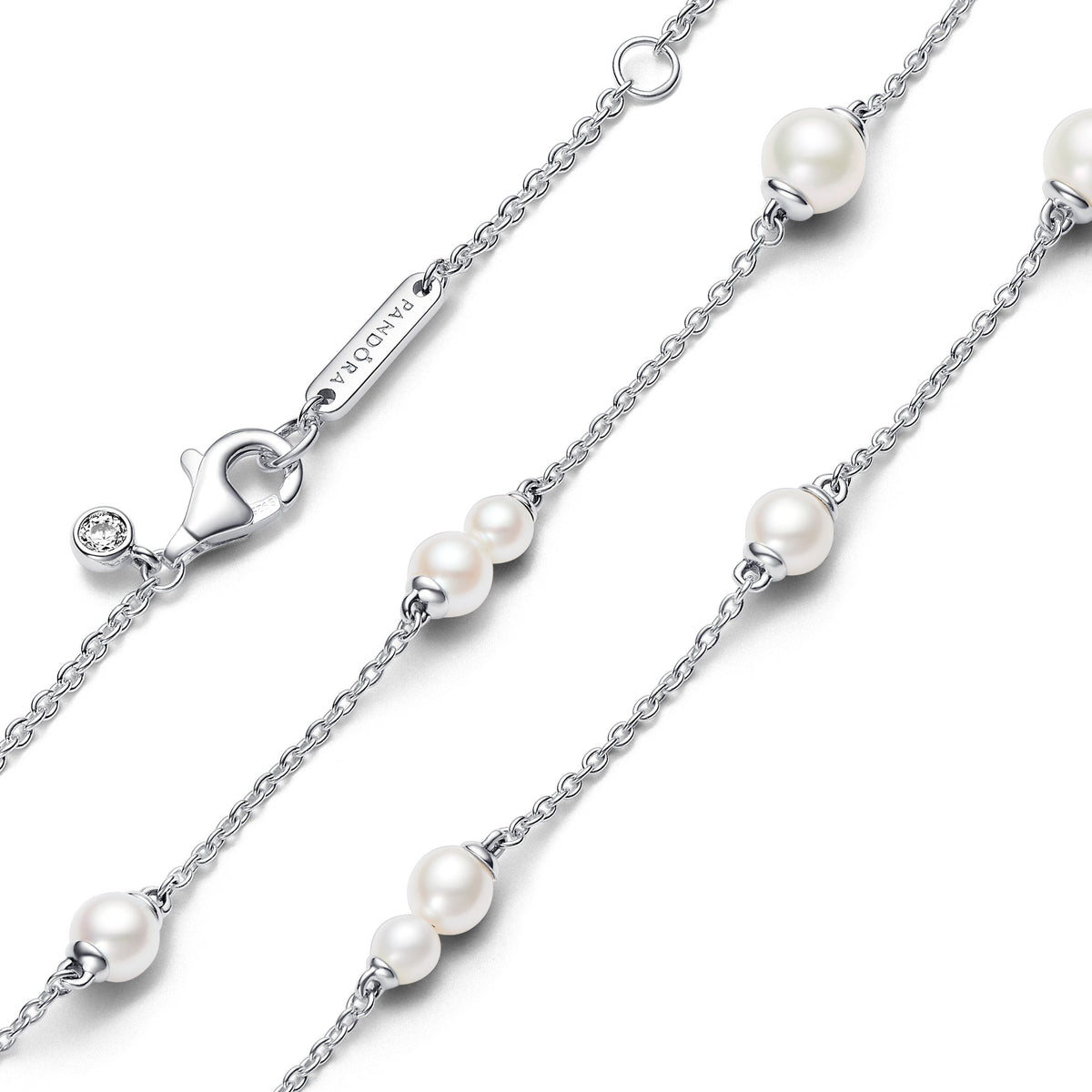 Chain Necklace – Sterling Silver – Treated Freshwater Cultured Pearl Station
