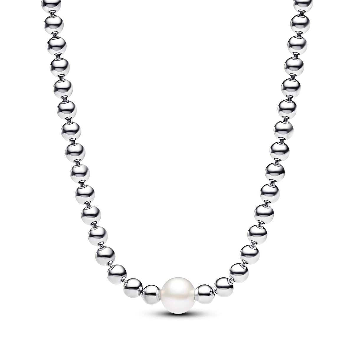 Necklace – Sterling Silver – Treated Freshwater Cultured Pearl & Beads Collier