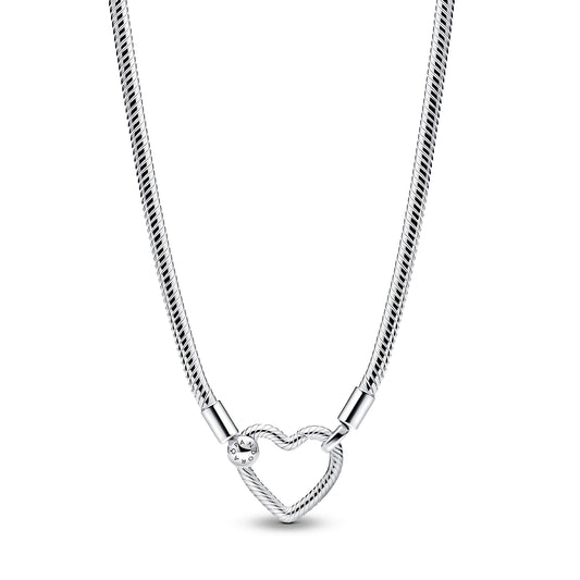 Chain Necklace – Sterling Silver – Heart Closure Snake