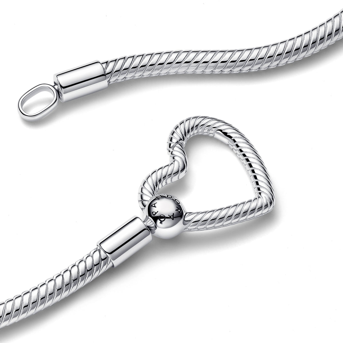 Chain Necklace – Sterling Silver – Heart Closure Snake