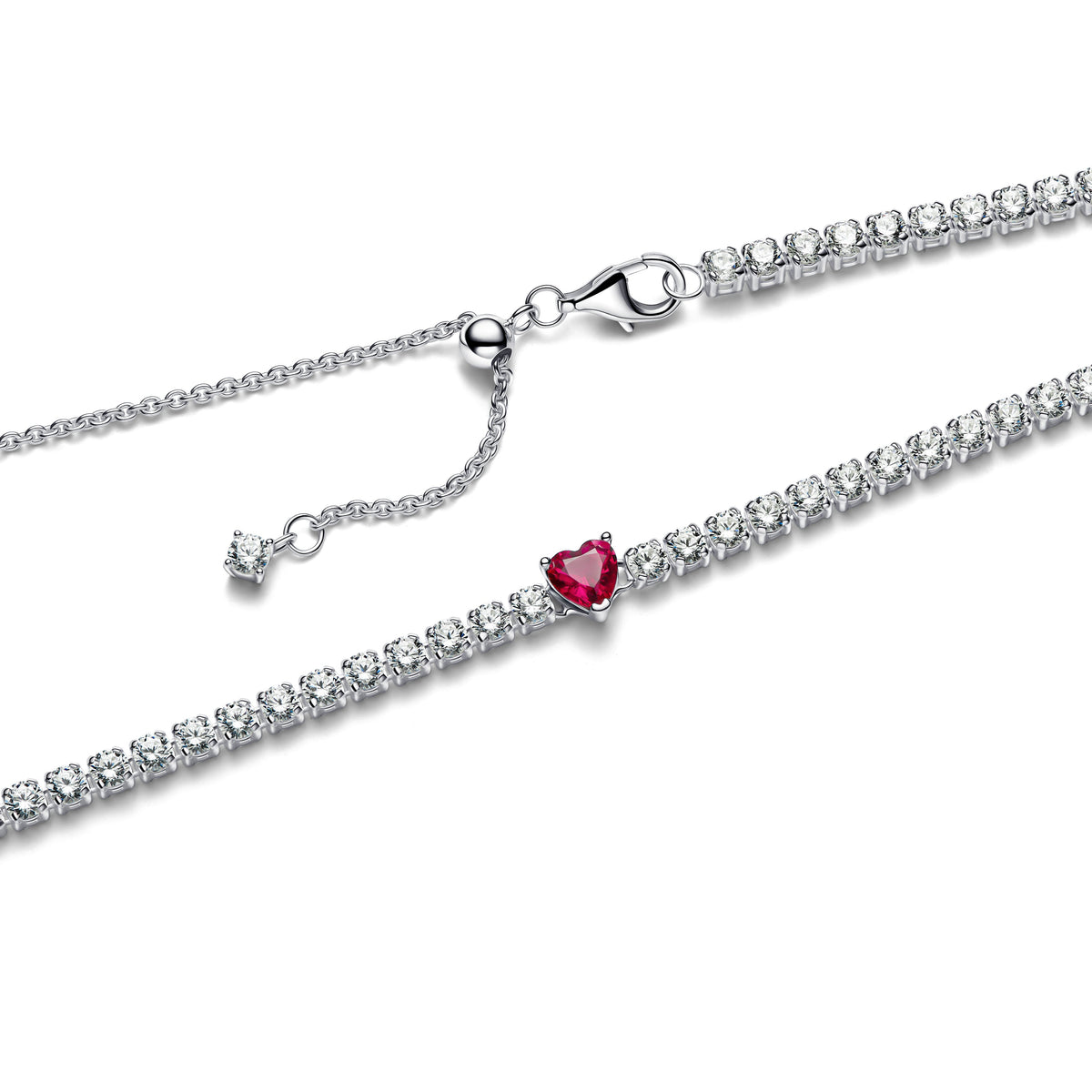 Necklace – Sterling Silver – Halo Heart Choker