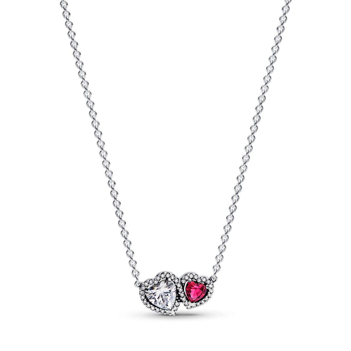 Pendant Necklace – Sterling Silver – Halo Hearts