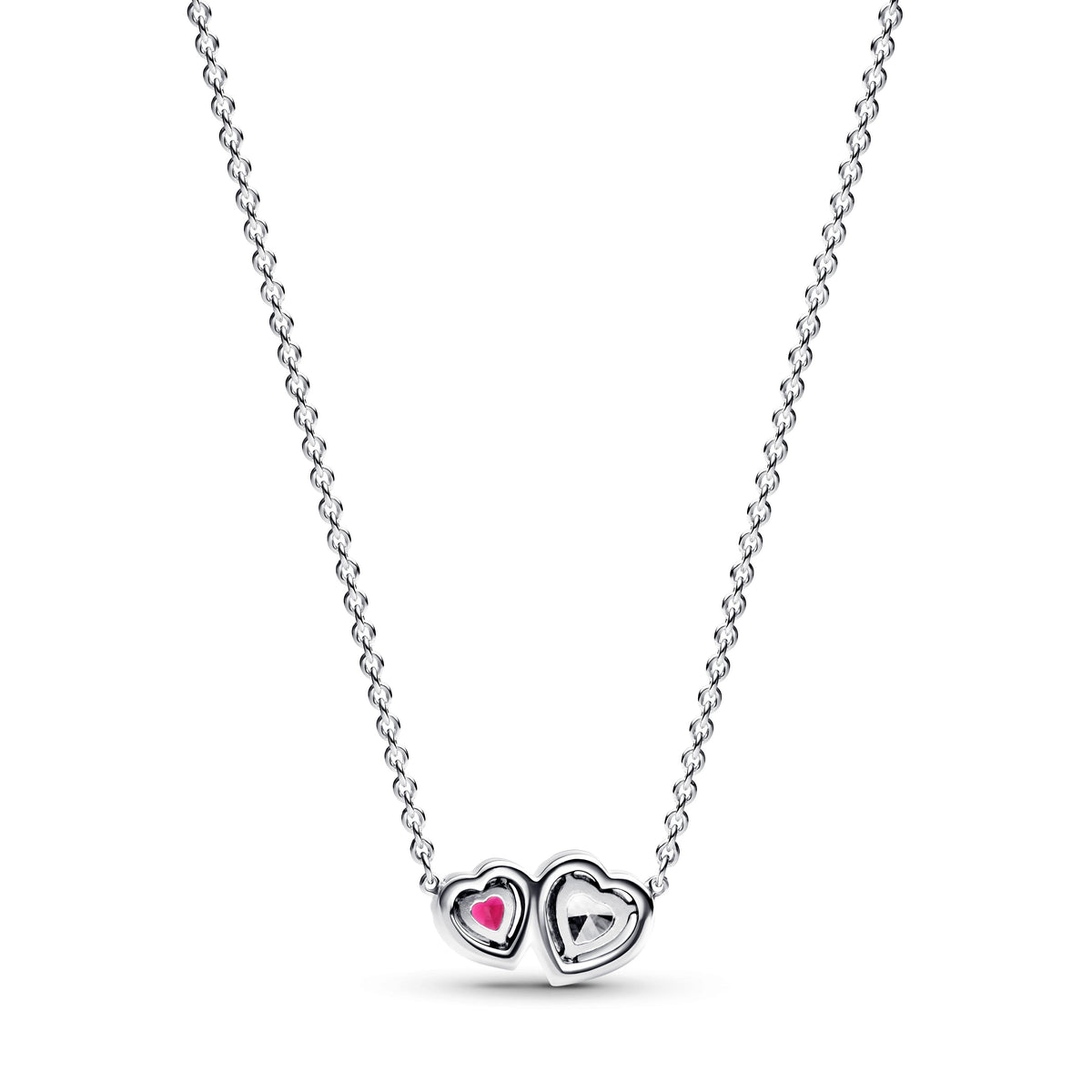 Pendant Necklace – Sterling Silver – Halo Hearts