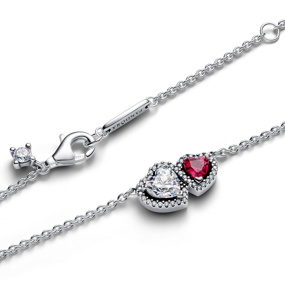 Pendant Necklace – Sterling Silver – Halo Hearts