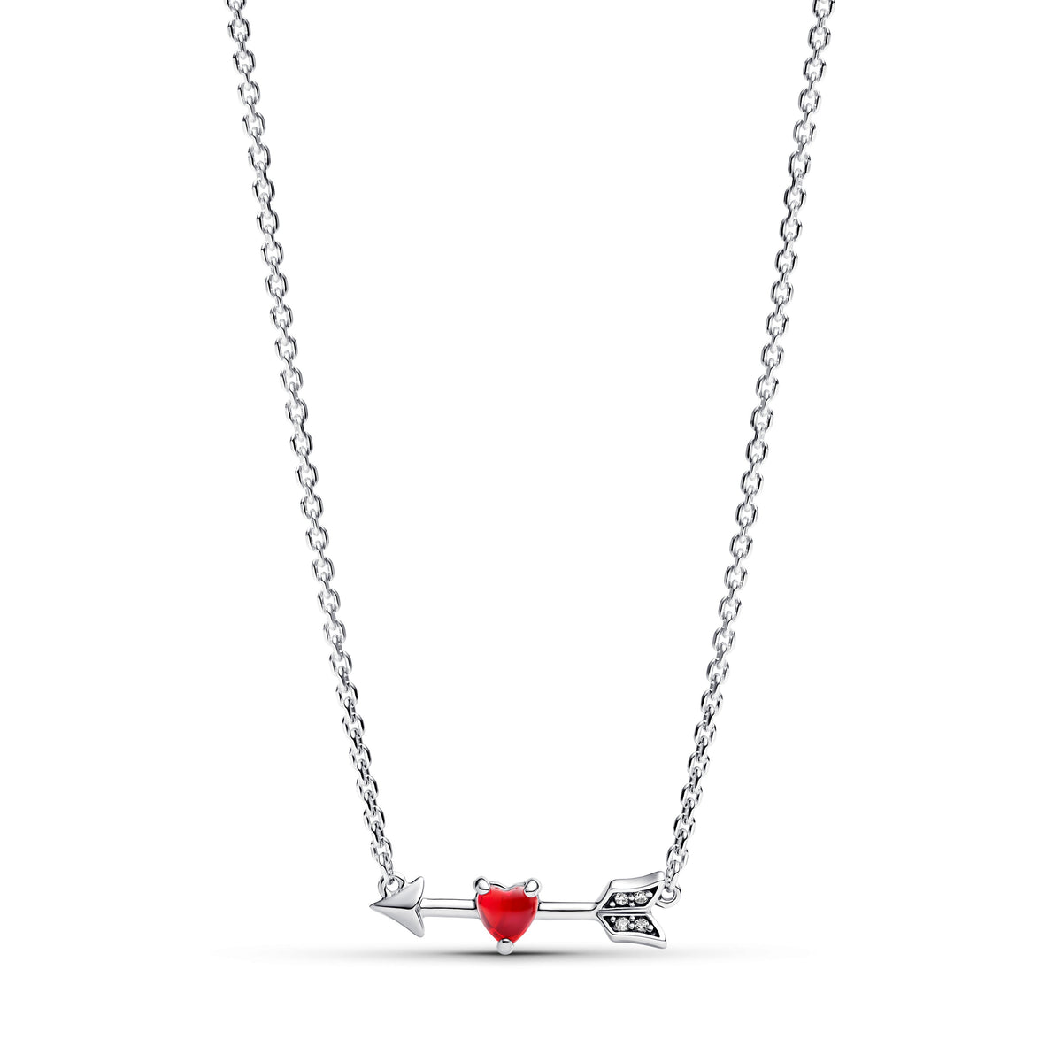 Necklace – Sterling Silver – Arrow & Murano Glass Heart