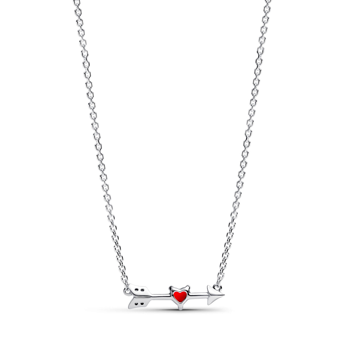 Necklace – Sterling Silver – Arrow & Murano Glass Heart