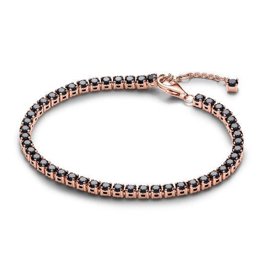 Bracelet – 14k Rose Gold-Plated – Black Sparkling Tennis