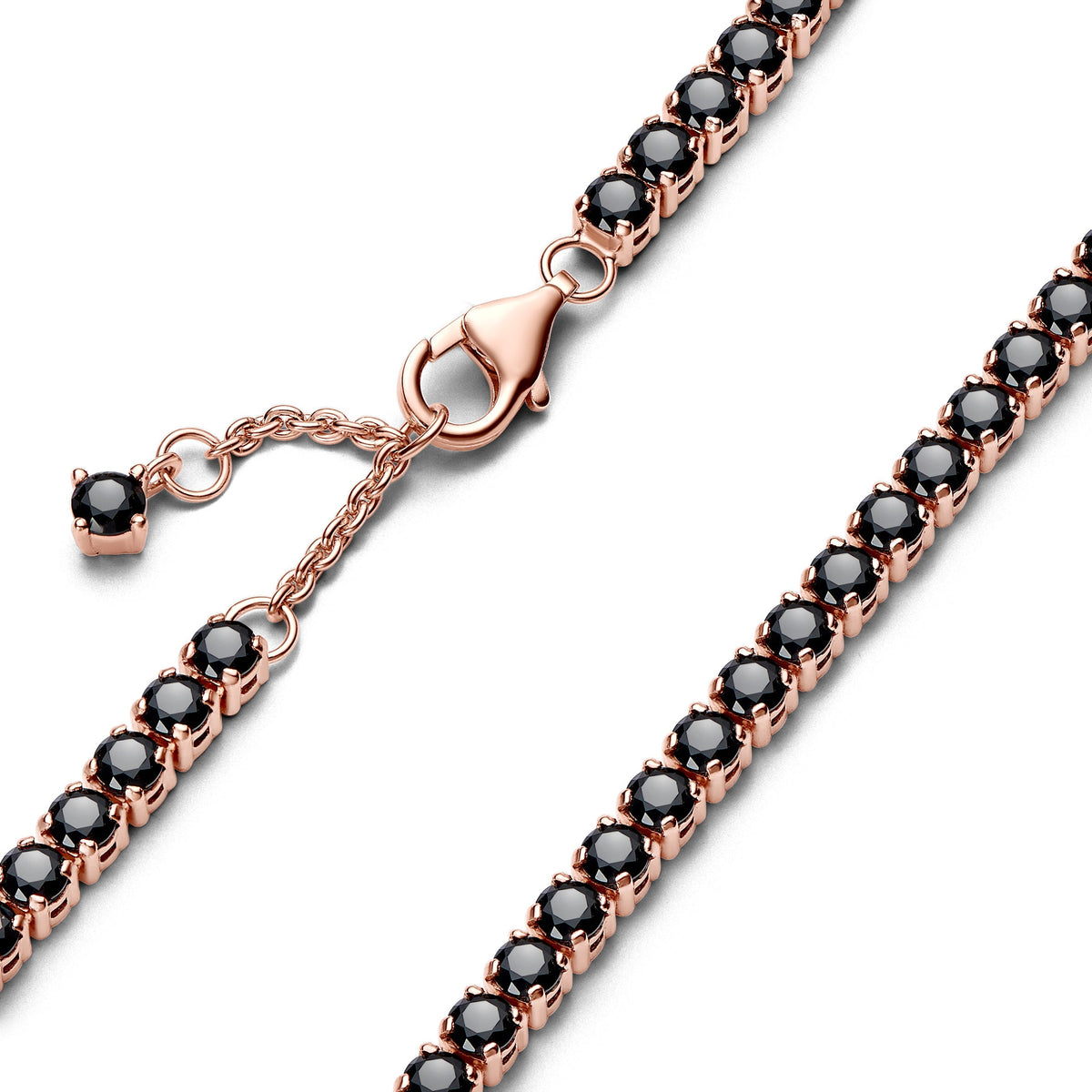 Bracelet – 14k Rose Gold-Plated – Black Sparkling Tennis