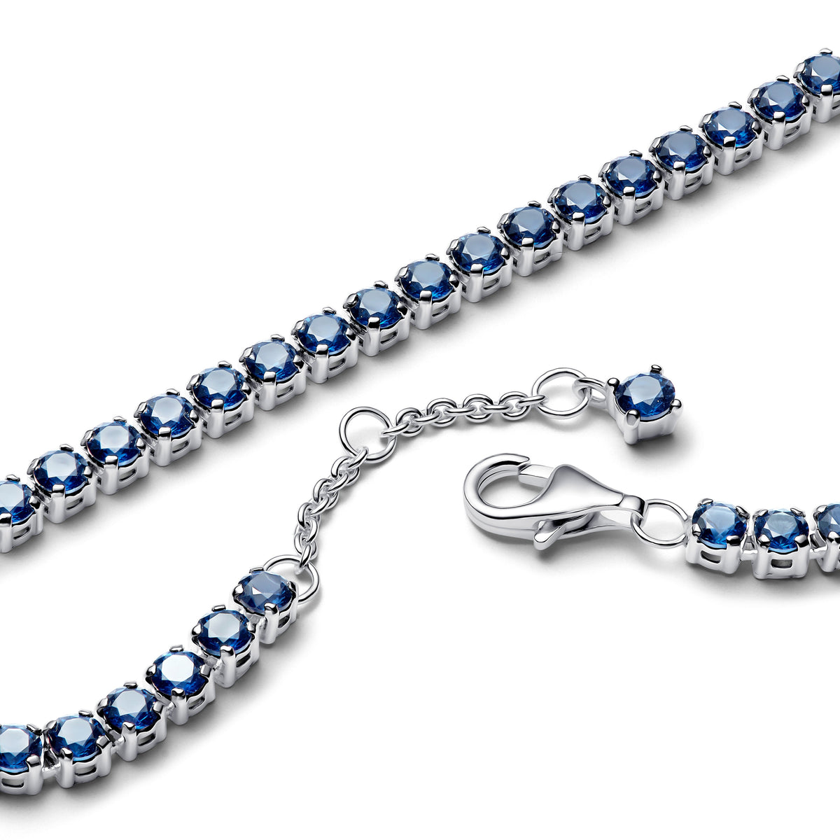 Bracelet – Sterling Silver – Sparkling Blue Tennis