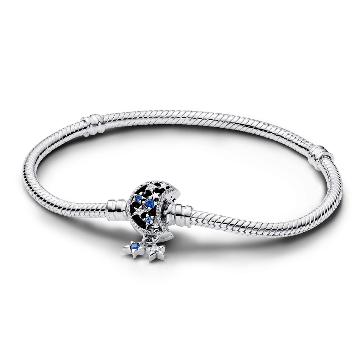 Chain Bracelet – Sterling Silver – Pandora Moments Sparkling Moon Clasp Snake