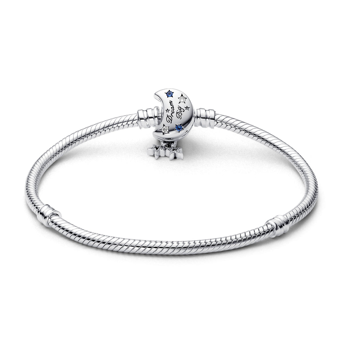 Chain Bracelet – Sterling Silver – Pandora Moments Sparkling Moon Clasp Snake