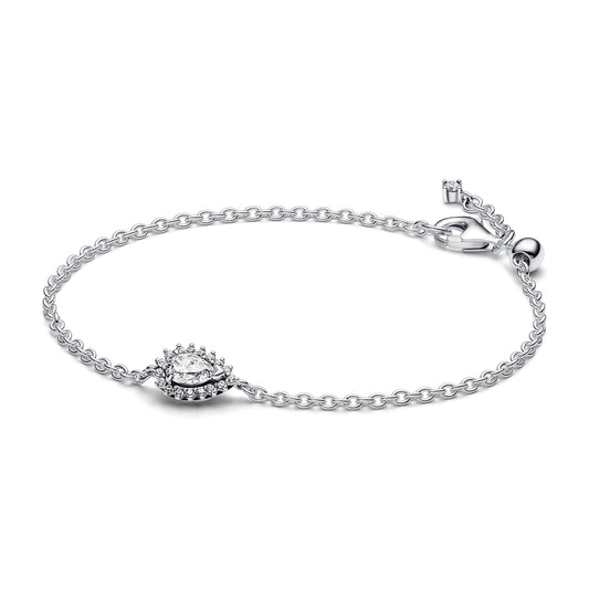 Chain Bracelet – Sterling Silver – Sparkling Pear Halo