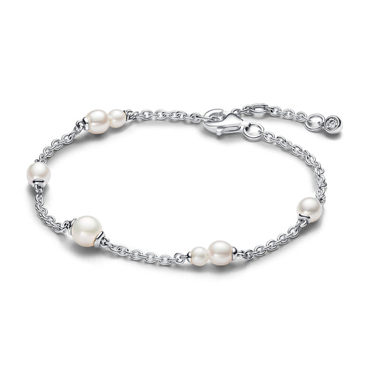 Chain Bracelet – Sterling Silver – Treated Freshwater Cultured Pearl Station