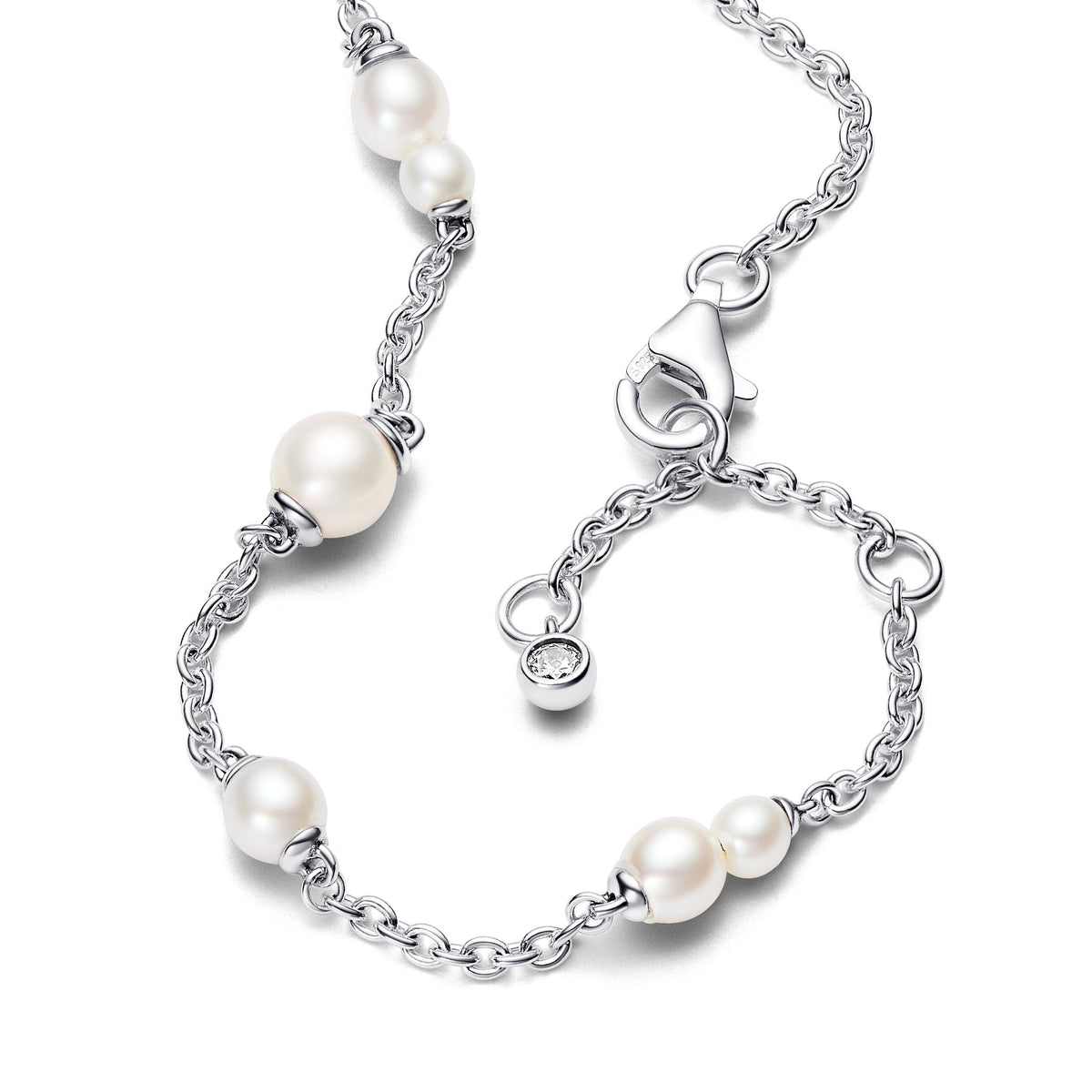 Chain Bracelet – Sterling Silver – Treated Freshwater Cultured Pearl Station