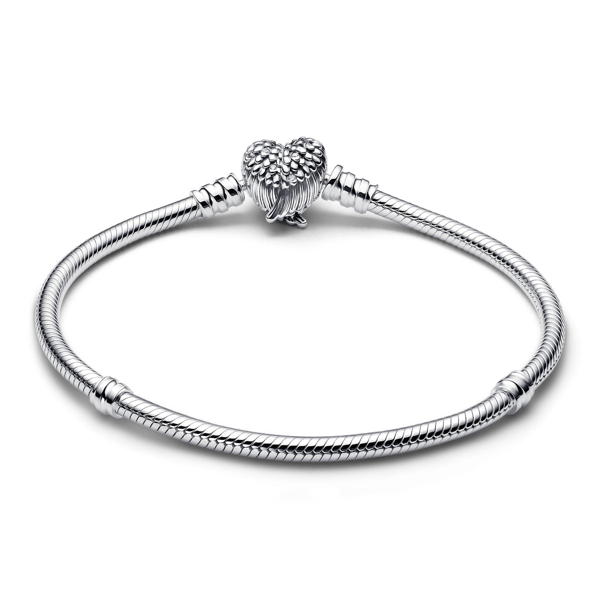 Chain Bracelet – Sterling Silver – Heart Wings Clasp Snake