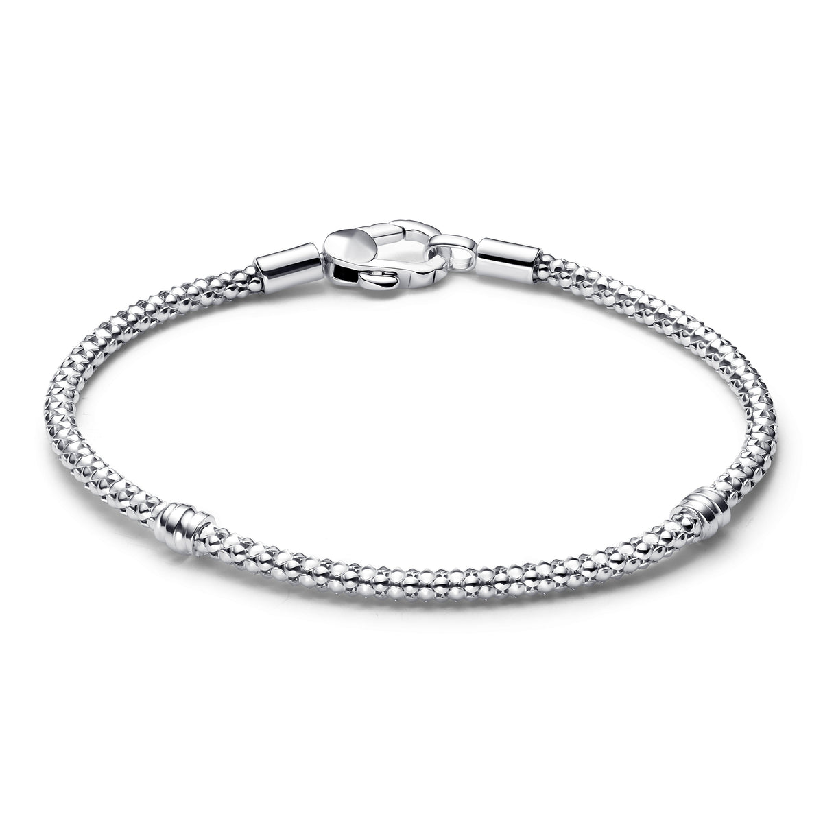 Chain Bracelet – Sterling Silver – Studded Clasp &