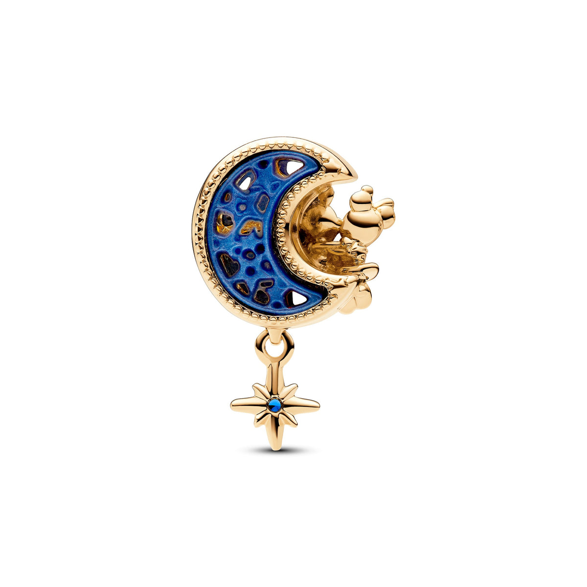 Charm – 14k Gold-Plated – Disney Mickey Mouse & Minnie Mouse Crescent Moon