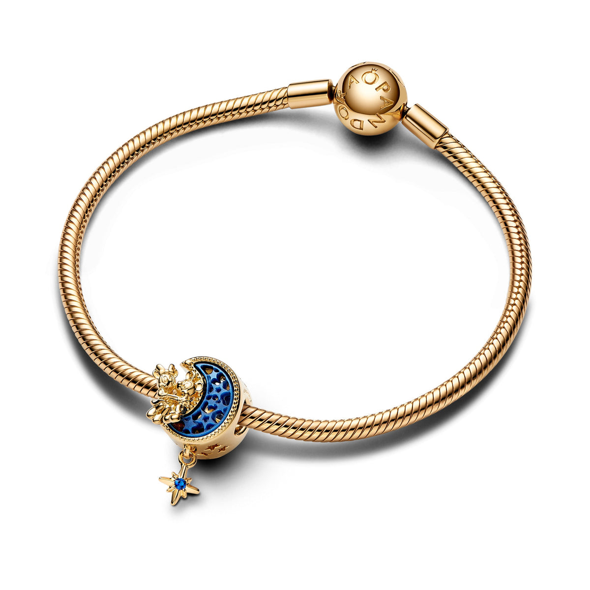 Charm – 14k Gold-Plated – Disney Mickey Mouse & Minnie Mouse Crescent Moon