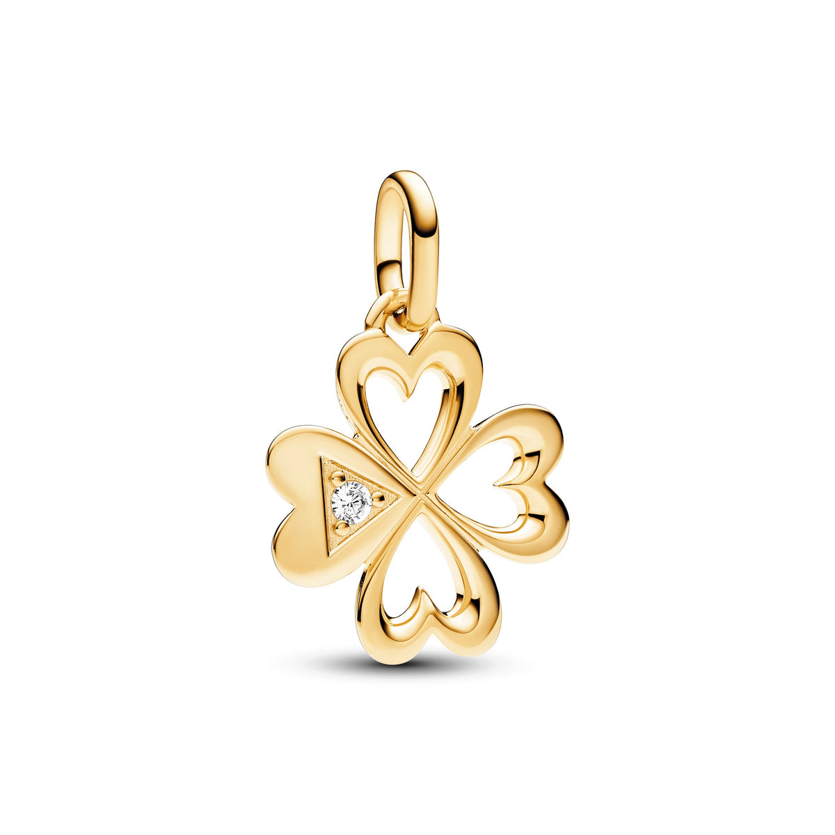 Charm – 14k Gold-Plated – Pandora ME Heart Four-leaf Clover Medallion