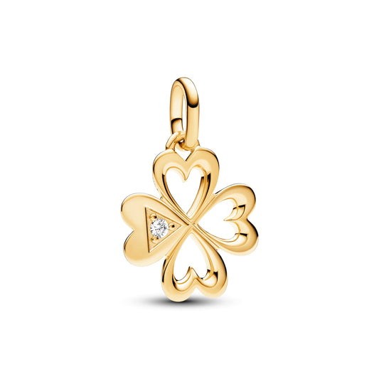 Charm – 14k Gold-Plated – Pandora ME Heart Four-leaf Clover Medallion