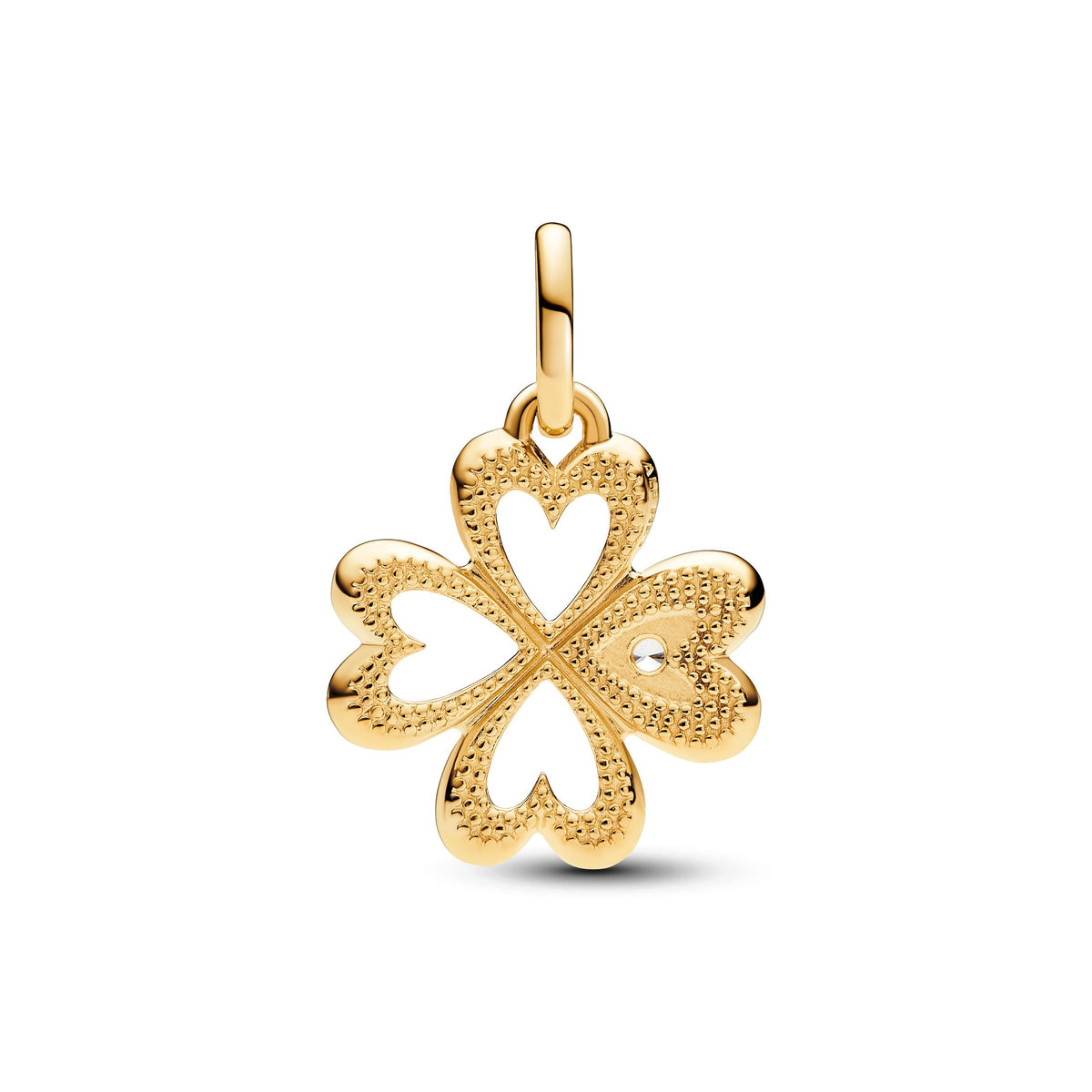 Charm – 14k Gold-Plated – Pandora ME Heart Four-leaf Clover Medallion